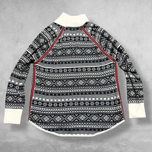 Eddie Bauer Womens Fair Isle Engage Quarter Zip Pullover Sweater XL Nordic Ski - Picture 7 of 9